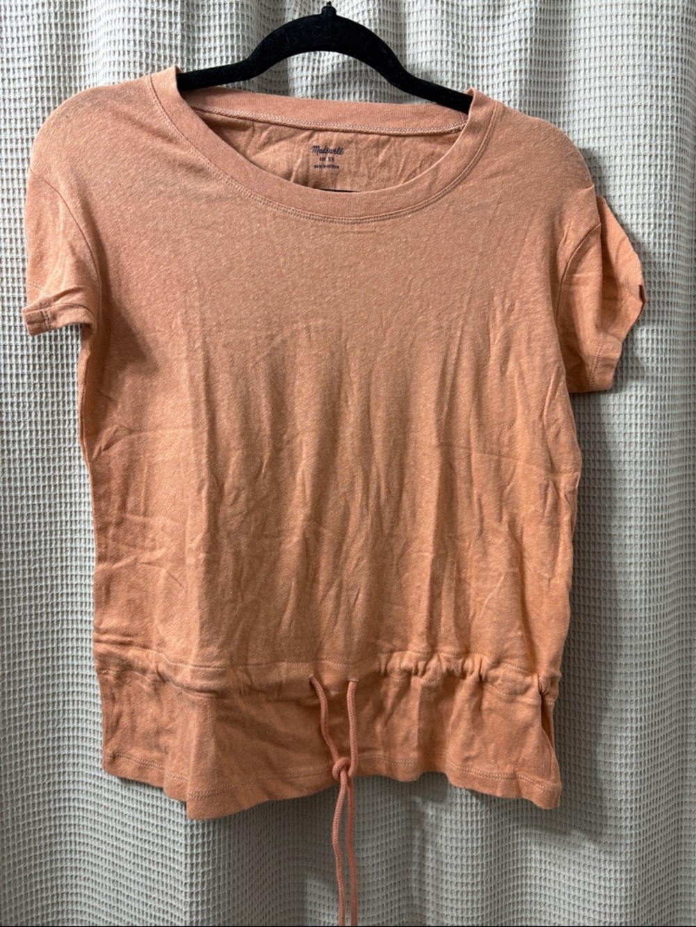 Madewell Peach Short Sleeve Drawstring Tee